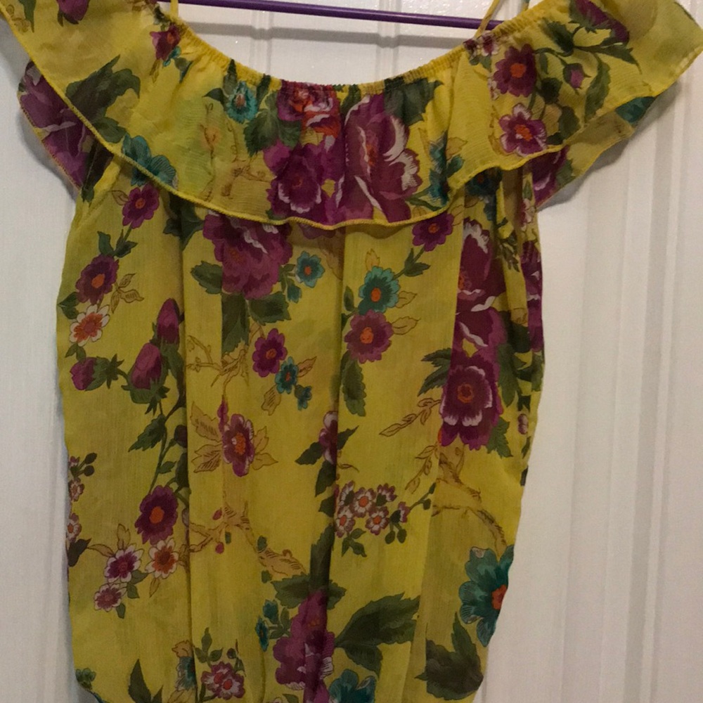 Yellow off the shoulder blouse